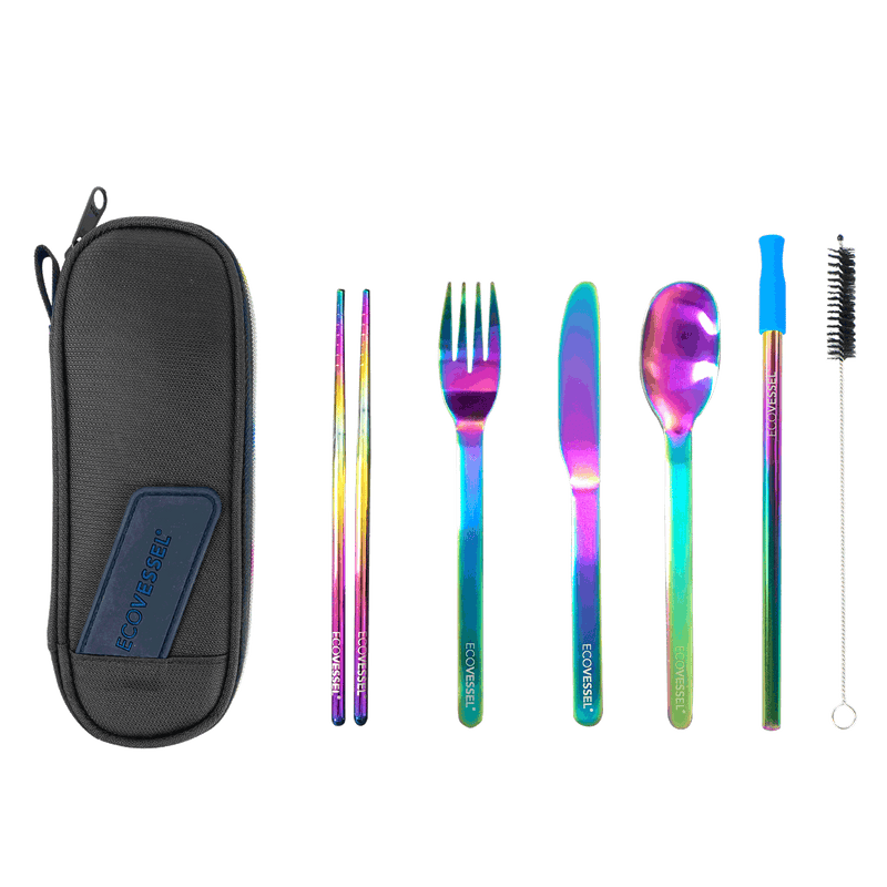 WANDERWARE 6-Piece - Reusable Stainless Steel Utensil Set with Travel Pouch