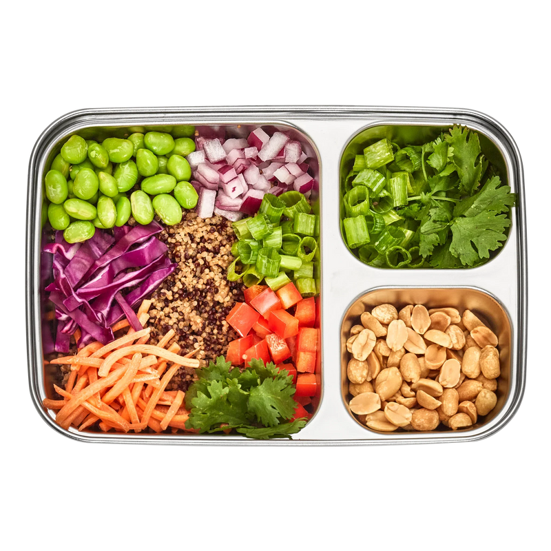 3 Compartment Divided Rectangle Food Storage Container 705ml/28 fl oz