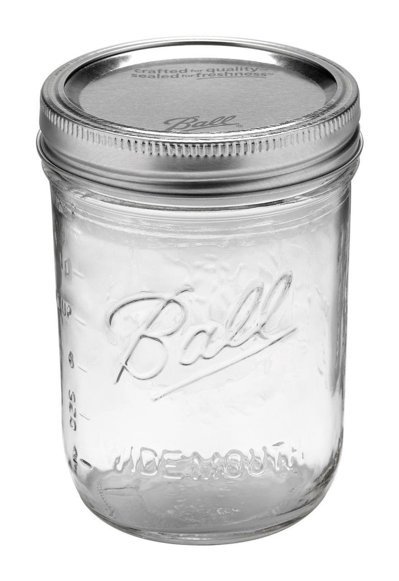 Wide Mouth Ball Mason Jar with Enclosed Lid - 473ml