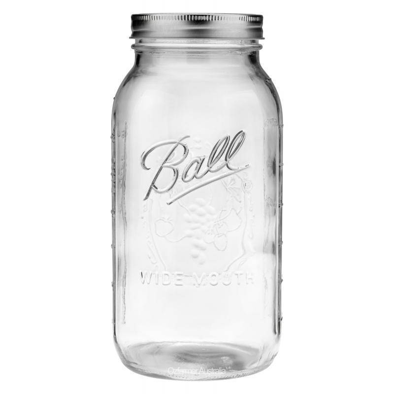Wide Mouth Ball Mason Jar with Enclosed Lid - 1.9L